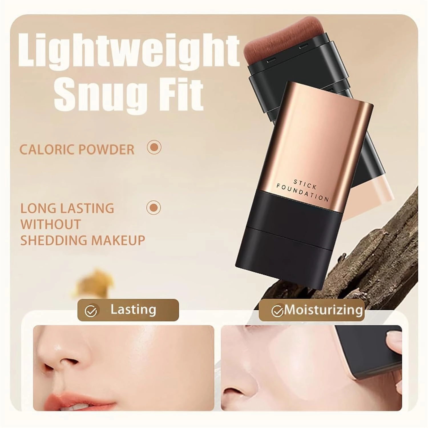 Roseionly Foundation Stick,Synthetic Stick Foundation Korean,Kakashow Foundation Makeup Stick,Instant Concealing Foundation Stick with Built-In Brush,Fendibang Foundation Stick,Hydrating (Mix, 1)