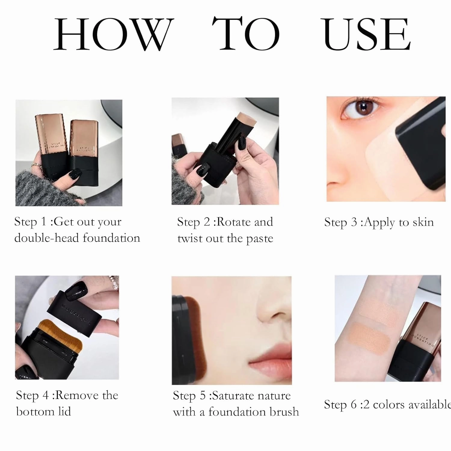 Roseionly Foundation Stick,Synthetic Stick Foundation Korean,Kakashow Foundation Makeup Stick,Instant Concealing Foundation Stick with Built-In Brush,Fendibang Foundation Stick,Hydrating (Mix, 1)