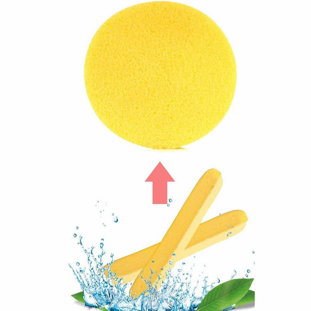 Royall Elite Compressed Facial Sponges 120 Pcs, Yellow Synthetic Fiber Round Facial Wash Pads, Soft & Absorbent, Deep Cleans Pores