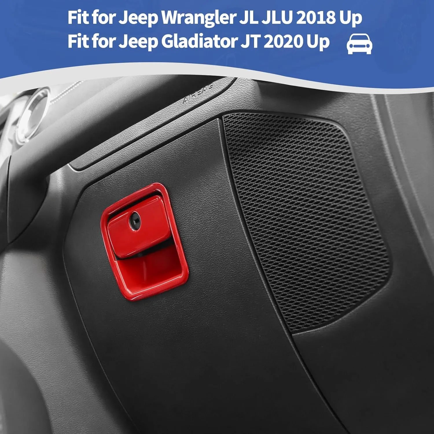 RT-TCZ for Jeep JL Glove Box Compartment Latch Handle Trim Cover for Jeep Wrangler JL JLU Gladiator JT 2018-2024 Red Interior Accessories
