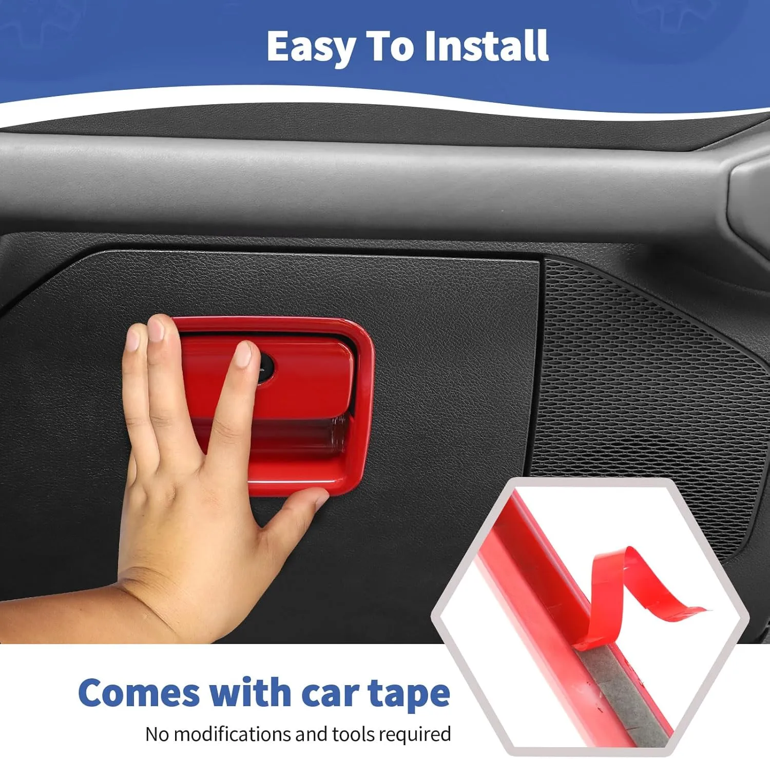 RT-TCZ for Jeep JL Glove Box Compartment Latch Handle Trim Cover for Jeep Wrangler JL JLU Gladiator JT 2018-2024 Red Interior Accessories