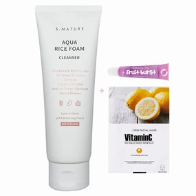 S NATURE Aqua Rice Foam Cleanser, Korean Skin Care, Korean Rice Face Wash, Made in Korea 160ml / 5.64 Fl Oz