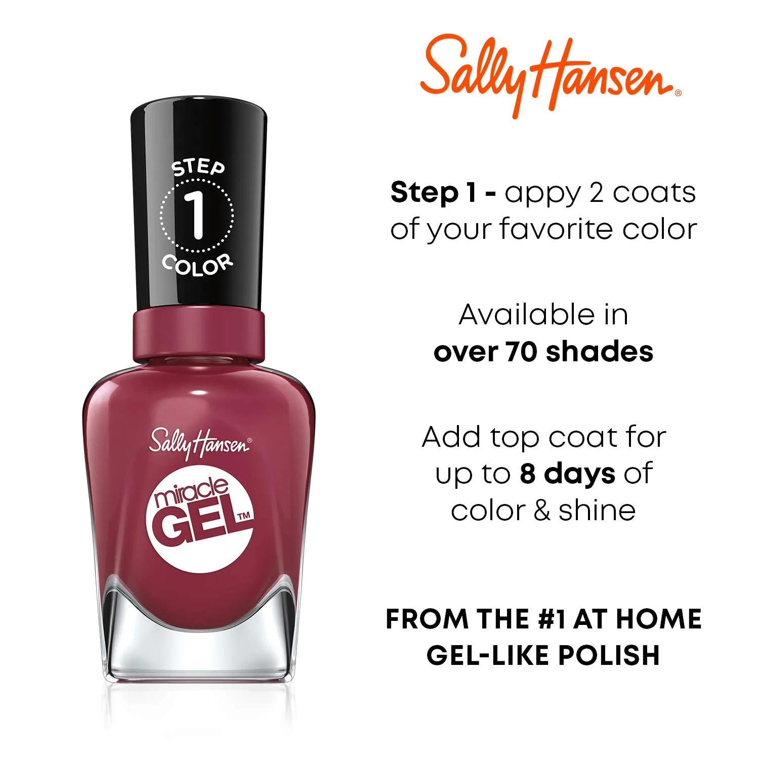 Sally Hansen Miracle Gel Nail Polish, Shade Pink Cadillaquer #269 (Pack of 2)