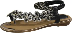 Sandals Women Summer Beach Rhinestone Sandals Lace Floral Wedding Sandal Arch Support Flip Flops Shoes