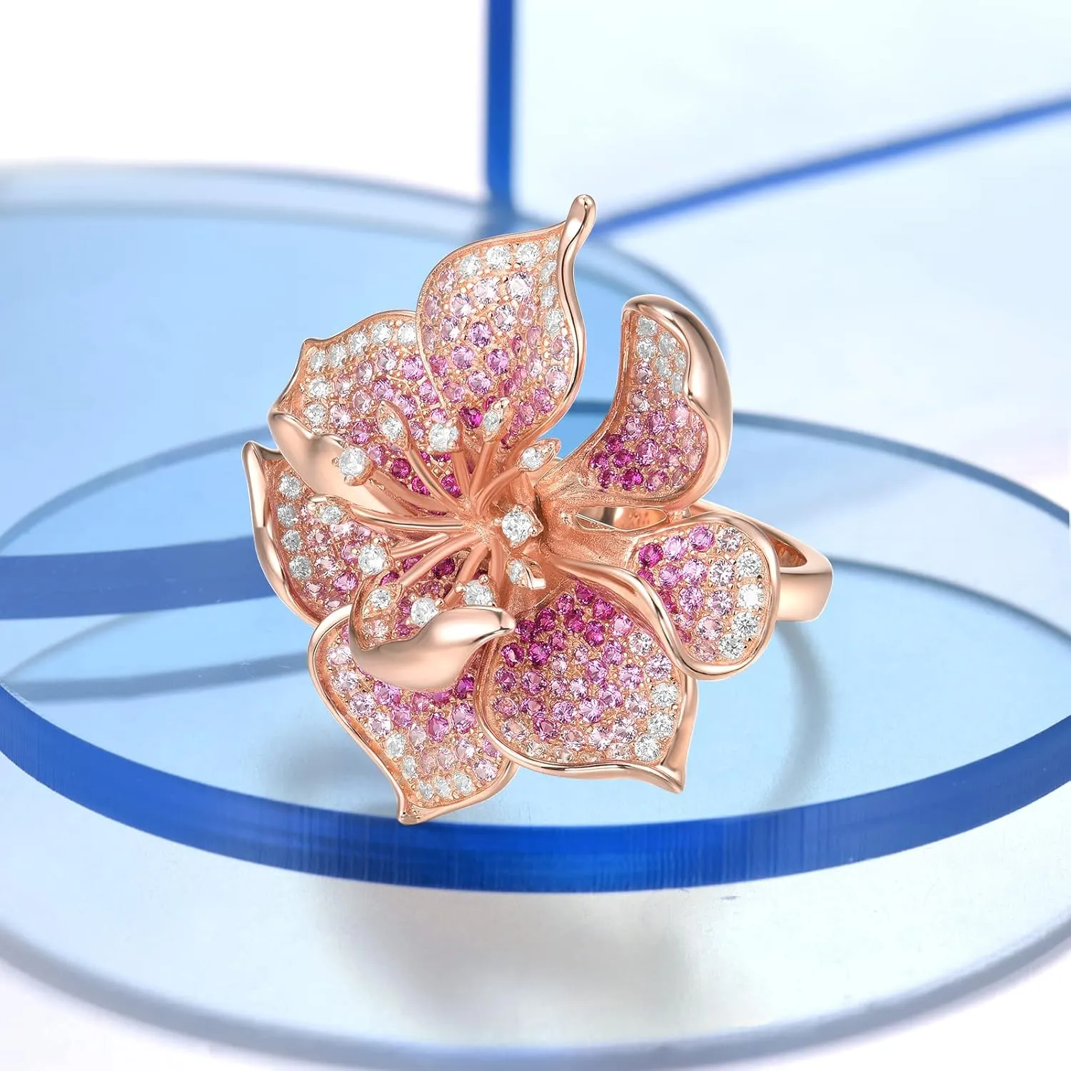 Santuzza Sterling Silver Gemstone Flower Ring for Women