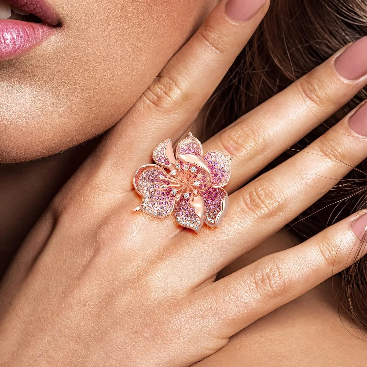 Santuzza Sterling Silver Gemstone Flower Ring for Women