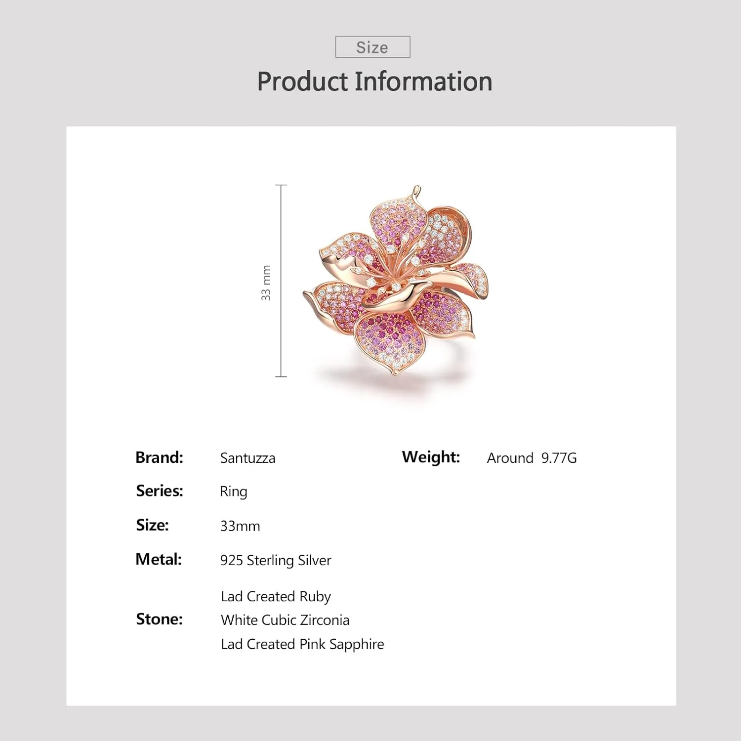 Santuzza Sterling Silver Gemstone Flower Ring for Women
