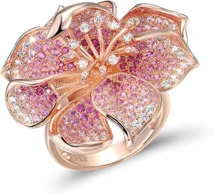 Santuzza Sterling Silver Gemstone Flower Ring for Women