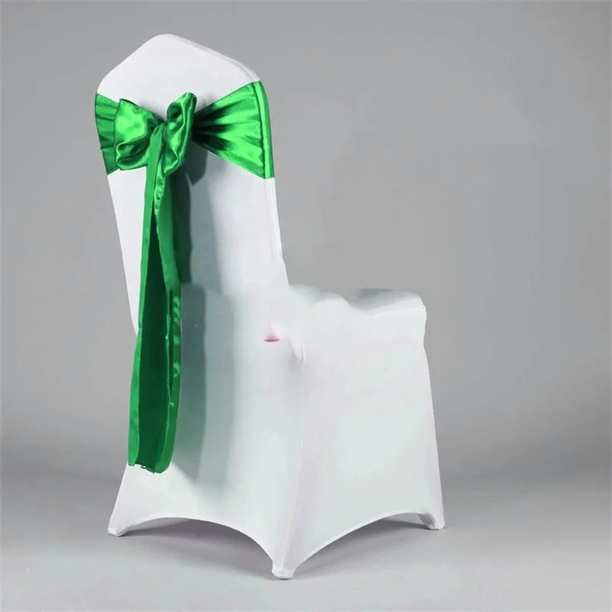 Satin Chair Band Bow Sash with Buckle for Event Decoration-Black (Navy Blue One Size)