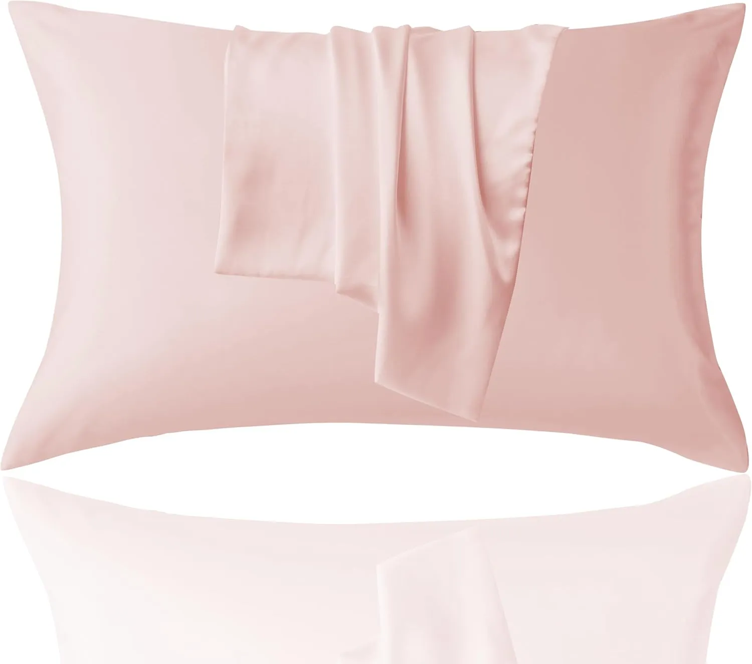Satin Pillowcase with Hidden Zipper Pink Standard Size Set of 2 Pillowcase Similar Silk Pillowcase for Hair and Skin Super Soft for Her or Him, 20x26 Inches