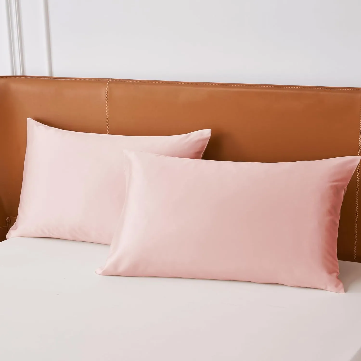 Satin Pillowcase with Hidden Zipper Pink Standard Size Set of 2 Pillowcase Similar Silk Pillowcase for Hair and Skin Super Soft for Her or Him, 20x26 Inches