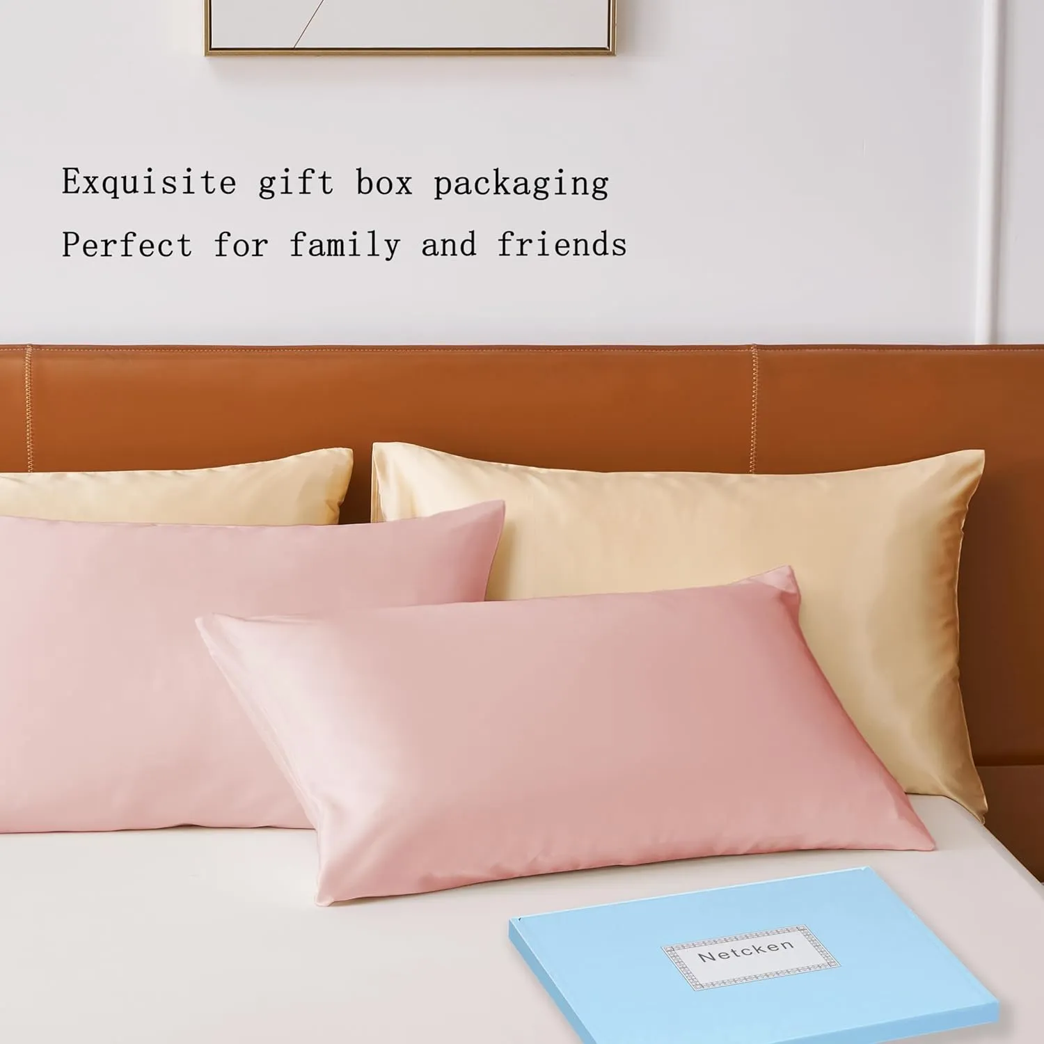 Satin Pillowcase with Hidden Zipper Pink Standard Size Set of 2 Pillowcase Similar Silk Pillowcase for Hair and Skin Super Soft for Her or Him, 20x26 Inches