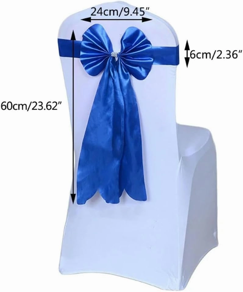 Satin Bow sash for Chairs, Satin Wedding Chair Sash Ribbon Party with Buckle in-Red(Champagne)
