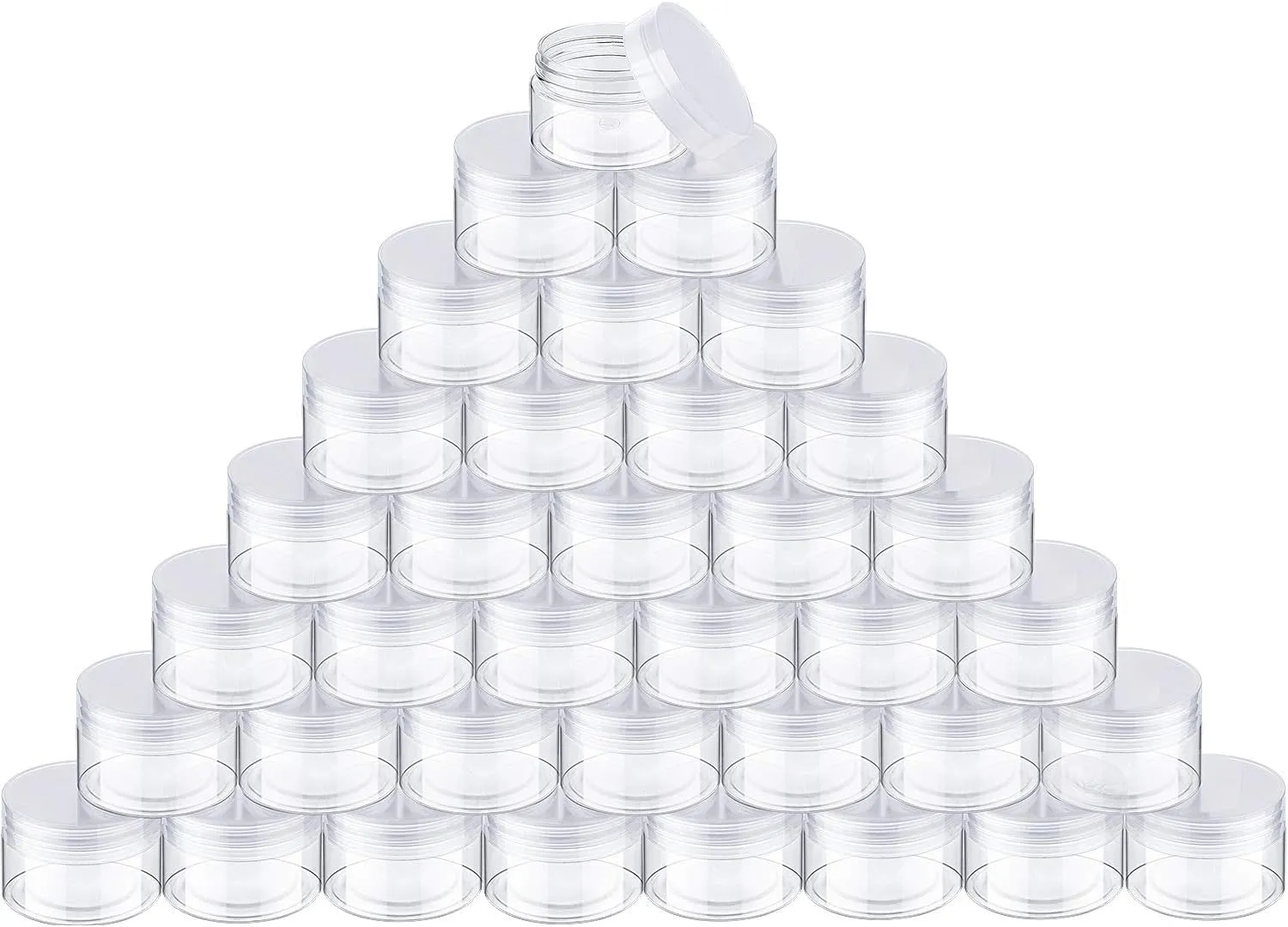 SATINIOR 36 Pieces Plastic Jars with Lids Round Leak Proof Airtight Container Cosmetic Small Empty Jars for Lotions Ointments Travel Toiletries Creams Make up Storage(1 oz,Transparent)