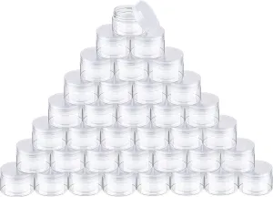 SATINIOR 36 Pieces Plastic Jars with Lids Round Leak Proof Airtight Container Cosmetic Small Empty Jars for Lotions Ointments Travel Toiletries Creams Make up Storage(1 oz,Transparent)