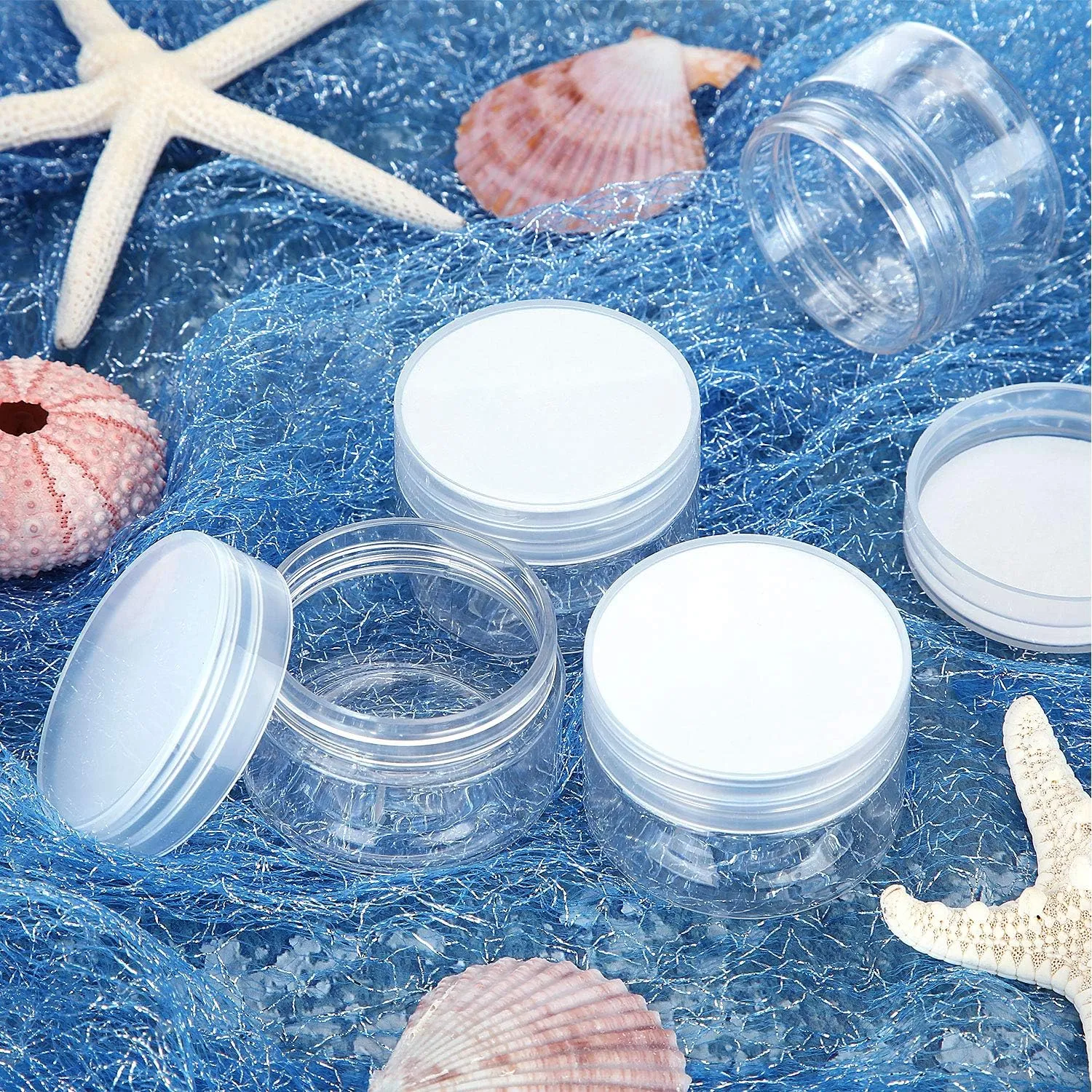 SATINIOR 36 Pieces Plastic Jars with Lids Round Leak Proof Airtight Container Cosmetic Small Empty Jars for Lotions Ointments Travel Toiletries Creams Make up Storage(1 oz,Transparent)