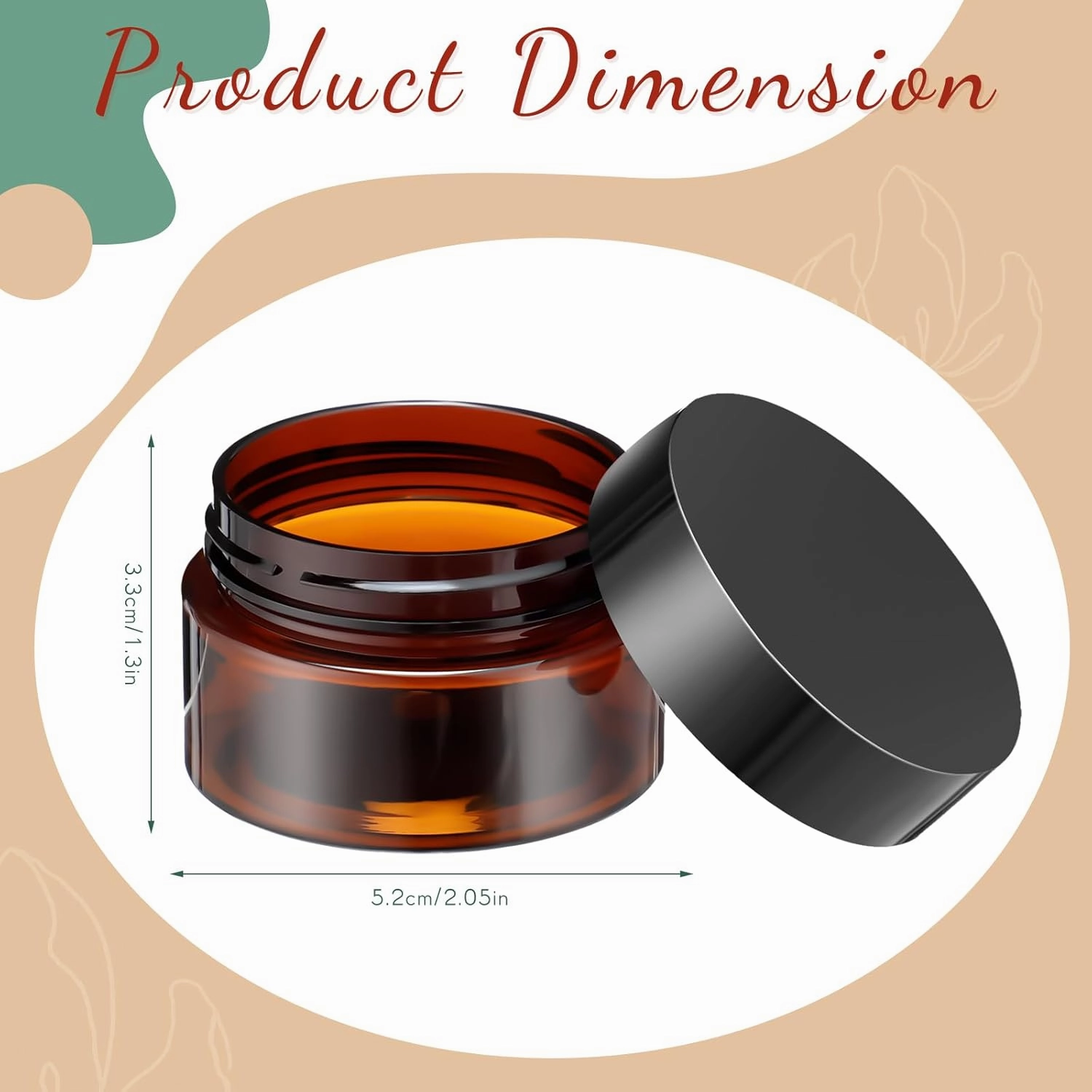 SATINIOR 36 Pieces Plastic Jars with Lids Round Leak Proof Airtight Container Cosmetic Small Empty Jars for Lotions Ointments Travel Toiletries Creams Make up Storage(1 oz,Amber)