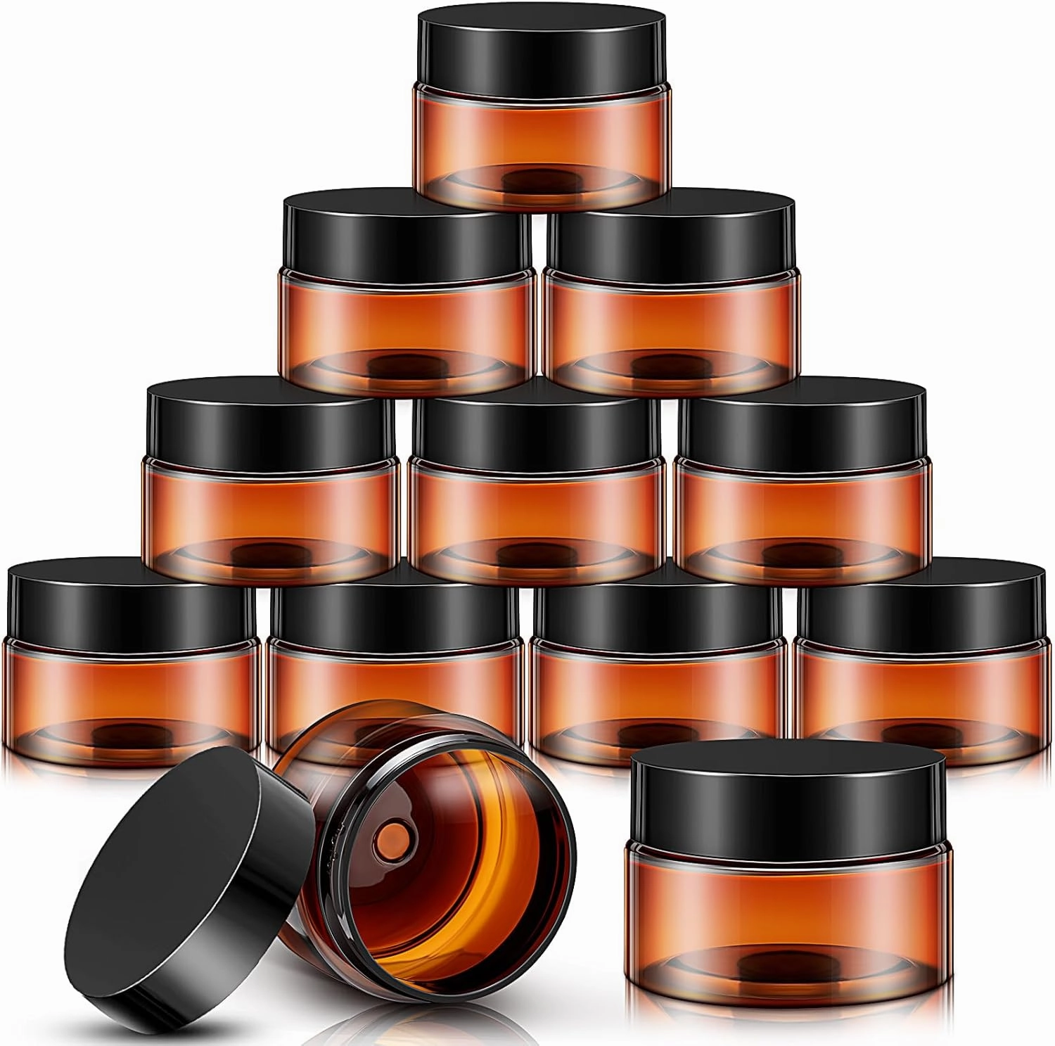 SATINIOR 36 Pieces Plastic Jars with Lids Round Leak Proof Airtight Container Cosmetic Small Empty Jars for Lotions Ointments Travel Toiletries Creams Make up Storage(1 oz,Amber)