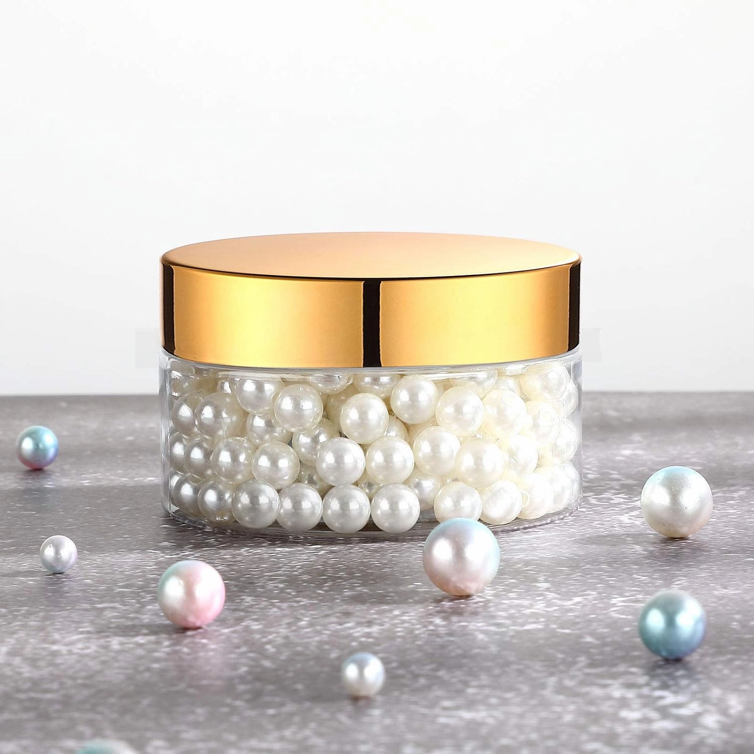 SATINIOR 36 Pieces Plastic Jars with Lids Round Leak Proof Airtight Container Cosmetic Small Empty Jars for Lotions Ointments Travel Toiletries Creams Make up Storage(1 oz,Gold)