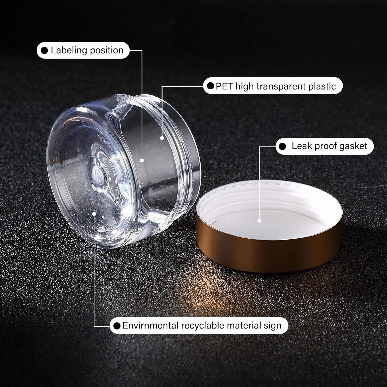 SATINIOR 36 Pieces Plastic Jars with Lids Round Leak Proof Airtight Container Cosmetic Small Empty Jars for Lotions Ointments Travel Toiletries Creams Make up Storage(1 oz,Gold)