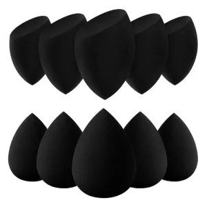 SBTRKT 10 Pcs Makeup Sponges Blender Set Beauty Cosmetic Foundation Blending Applicator Puff, Flawless For Liquid Cream Powder Puff, Black
