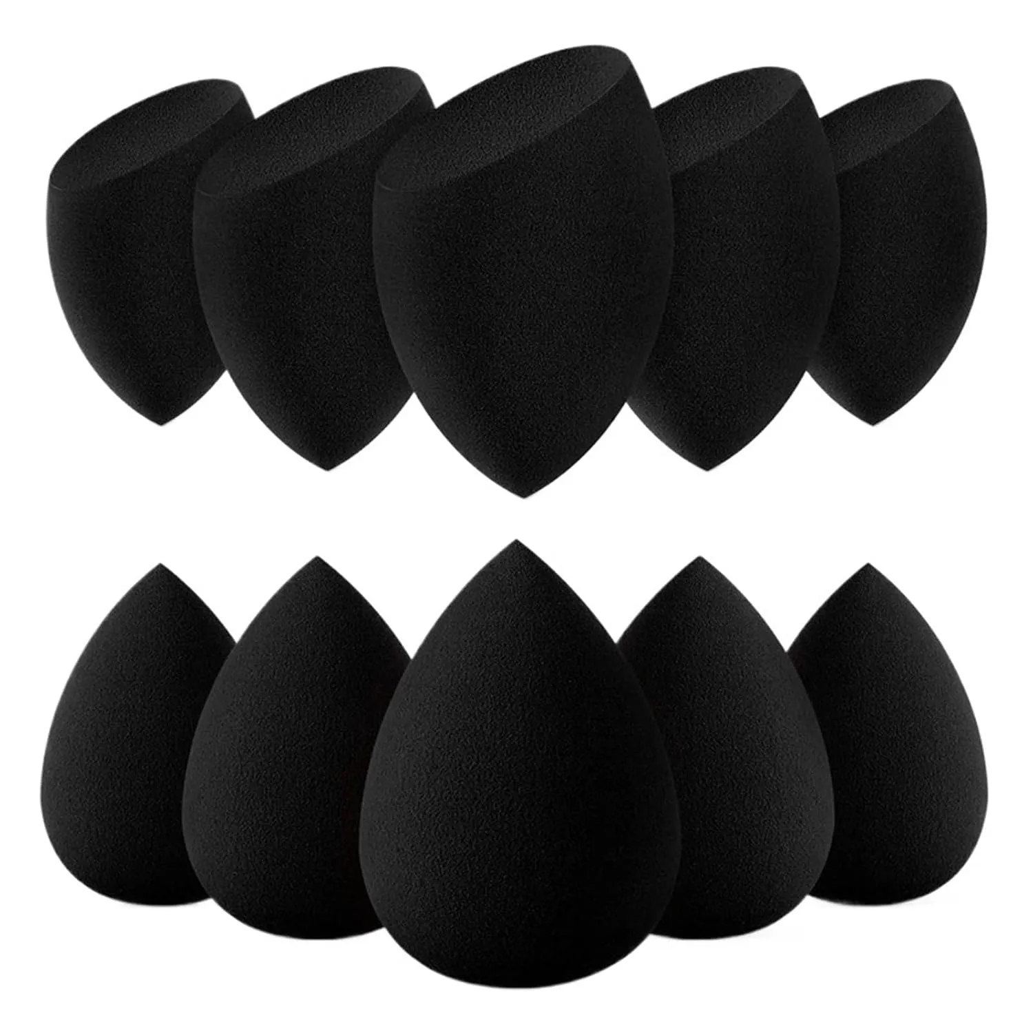 SBTRKT 10 Pcs Makeup Sponges Blender Set Beauty Cosmetic Foundation Blending Applicator Puff, Flawless For Liquid Cream Powder Puff, Black