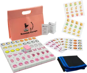 Seaside Escape Game Blocks with 49 Tiles 44mm with Handbag and 3 Set DIY Stickers for Picnic Party Gift