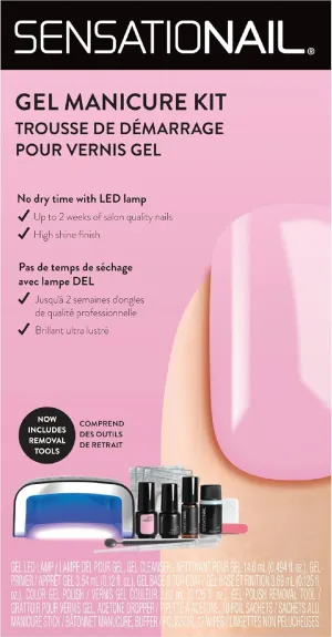 Sensationail Gel Nail Polish Starter Kit - At Home Gel Manicure 32 Piece Kit - Includes Pink Chiffon Nail Polish, LED Lamp, Polish Remover, Manicure Tools, Buffer Primer, Base & Top Coat