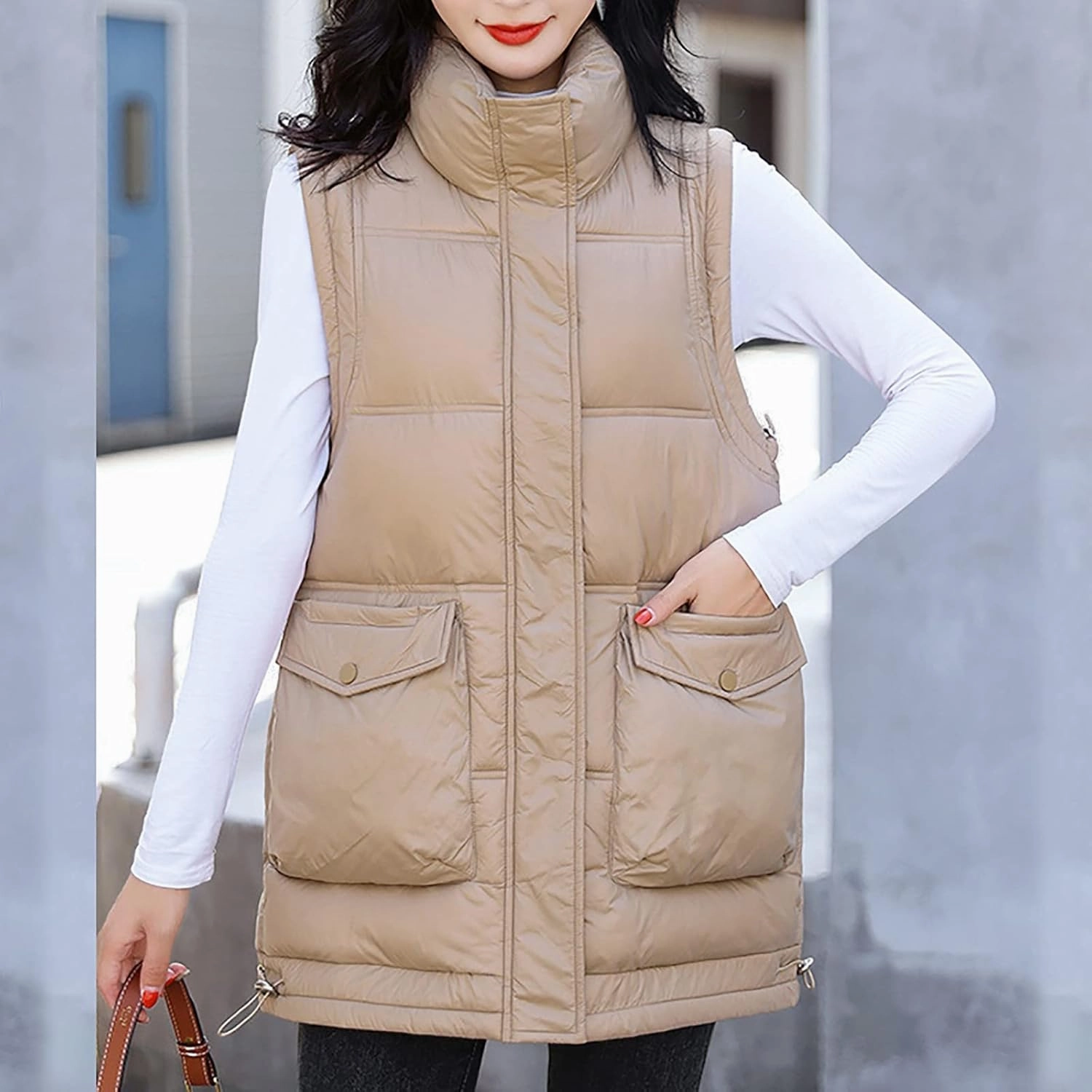 SHAOBGE Long Winter Coat Down Women Leisure Cotton Padded Jacket Tank Top Take Cotton Vest Coat of Bread Thin Down