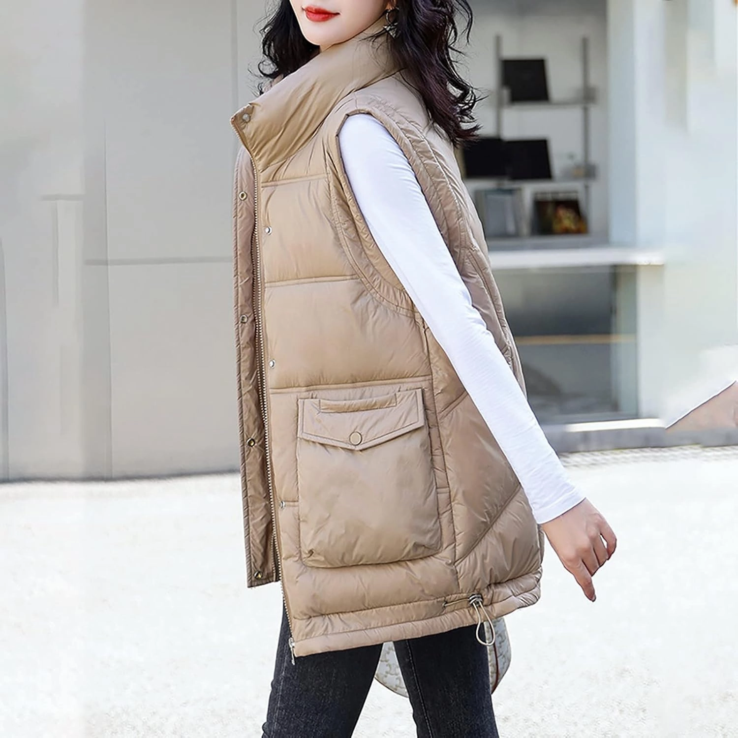 SHAOBGE Long Winter Coat Down Women Leisure Cotton Padded Jacket Tank Top Take Cotton Vest Coat of Bread Thin Down