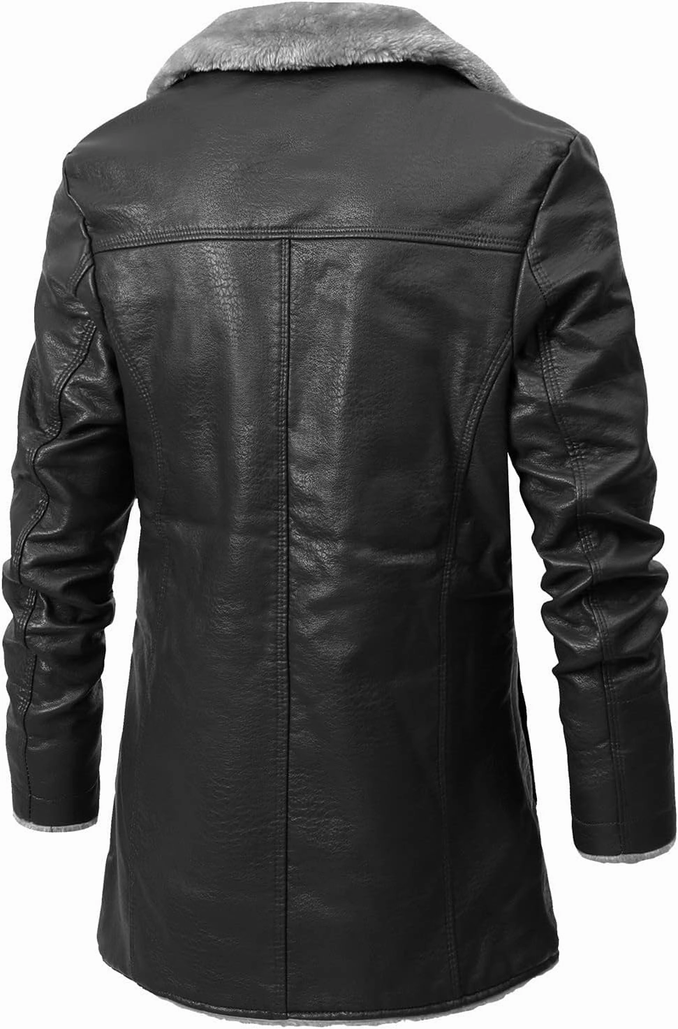 Sherpa Lined Leather Jacket Men Suede Sherpa Shearling Faux Fur Leather Coat Sheepskin Winter Coat Fur Collar Jacket
