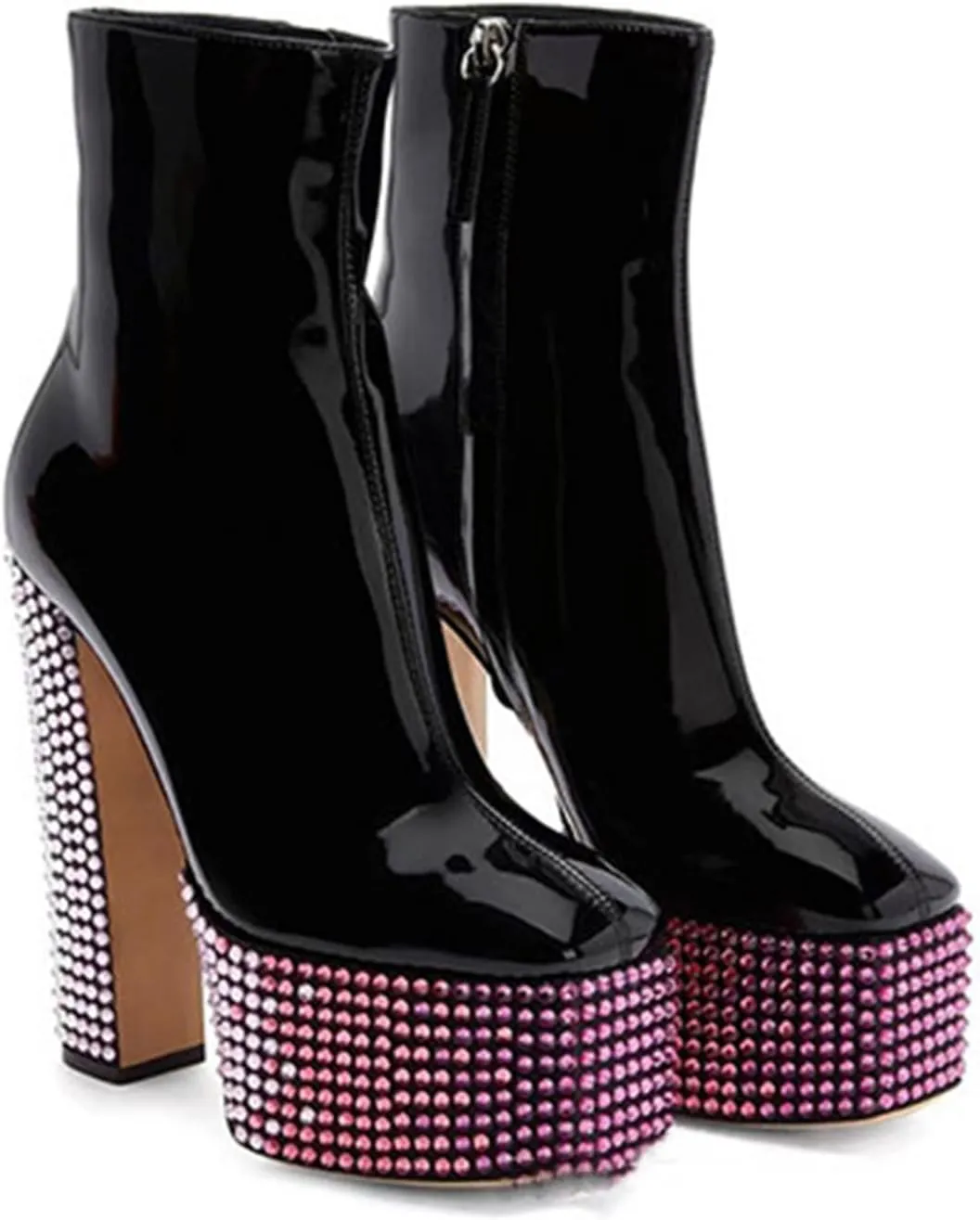 Shiny High Heeled Boots,Women's Rhinestone Decorated Boots,Side Zipper Boots,Comfortable and Personalized Boots