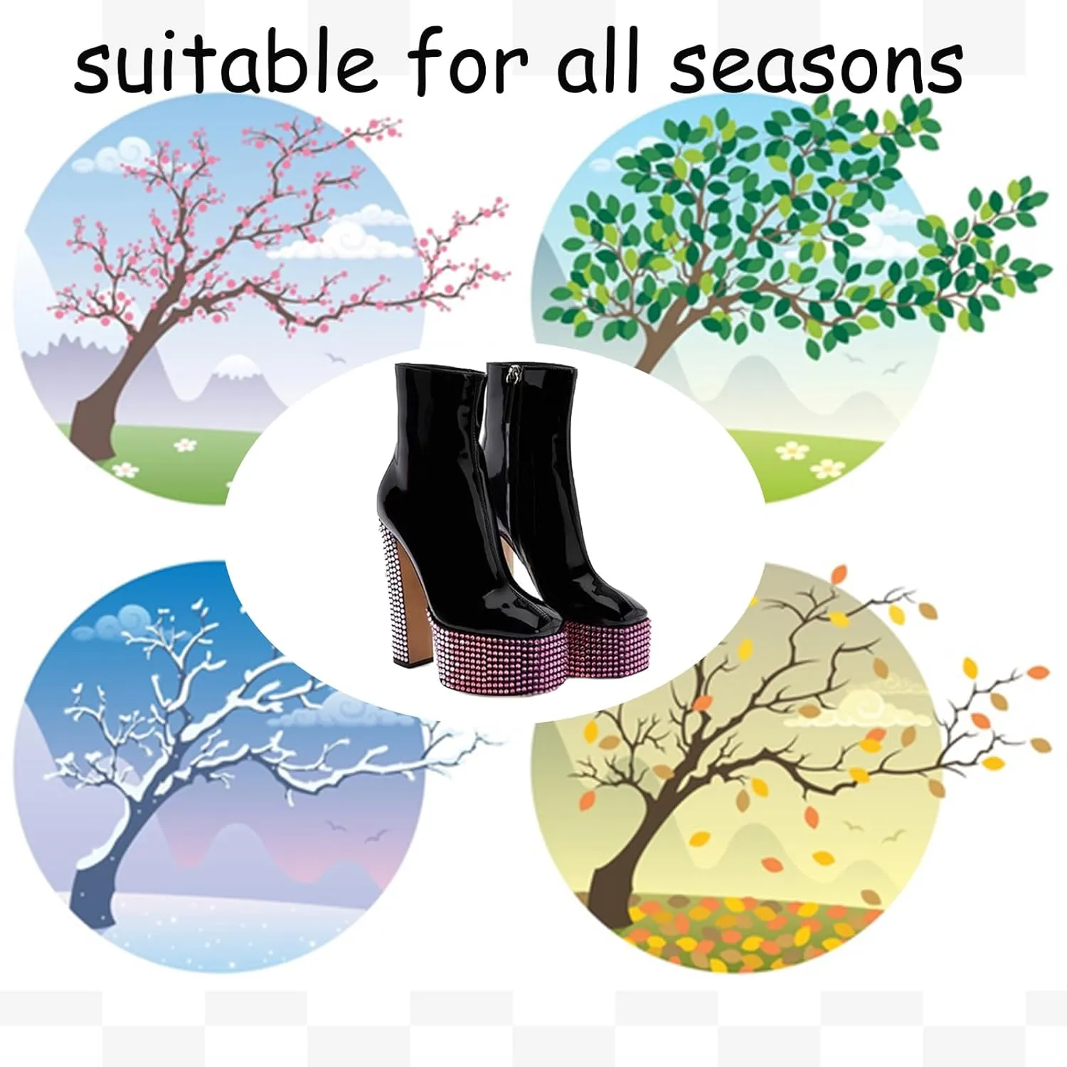 Shiny High Heeled Boots,Women's Rhinestone Decorated Boots,Side Zipper Boots,Comfortable and Personalized Boots