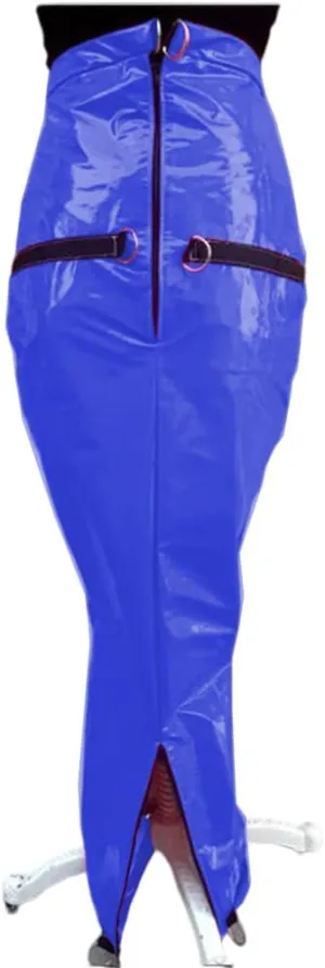 Shiny PVC Sissy Lockable Bondage Hobble Ankle Length Skirts Crossdressing Patent Leather High Waist Restricted Skirt Erotic