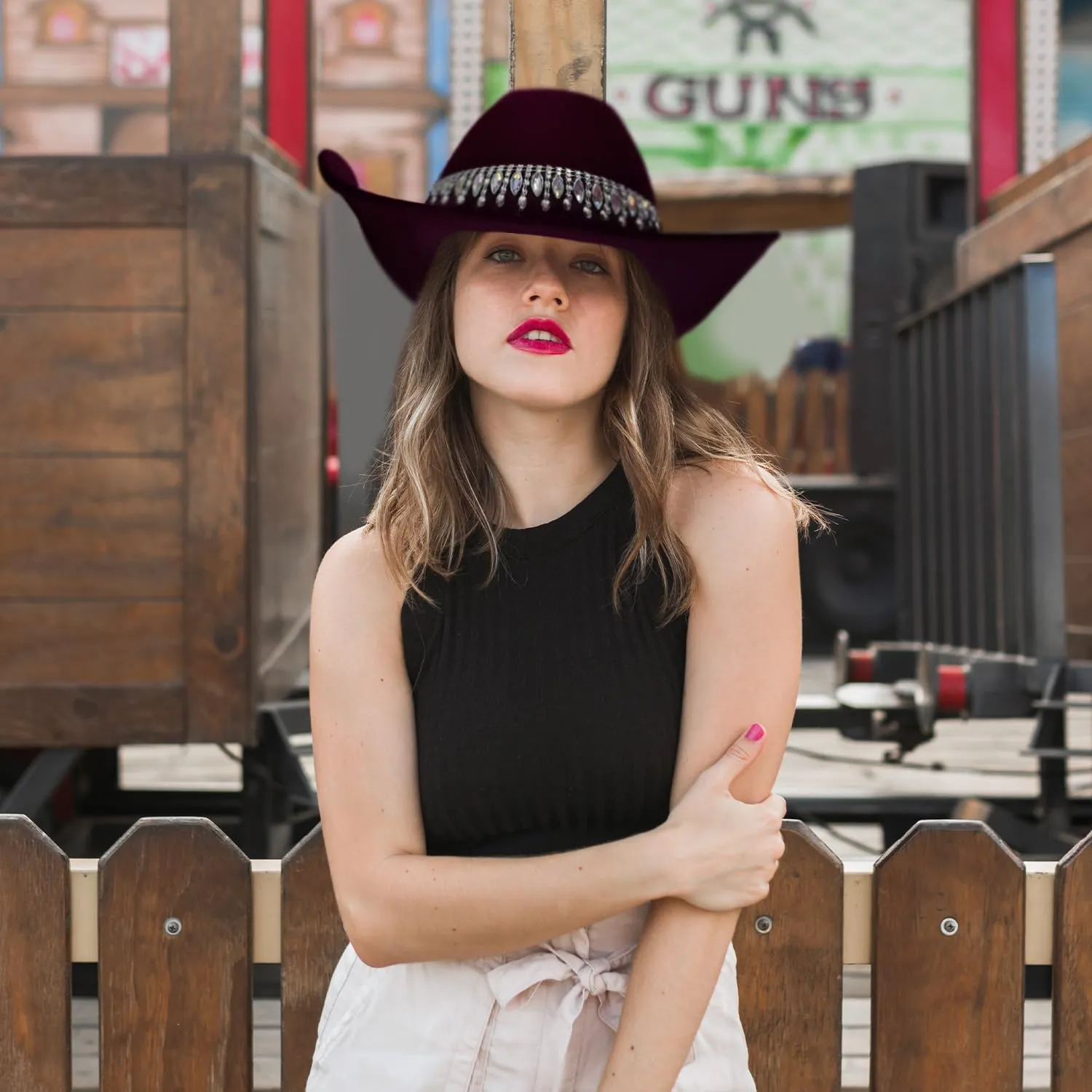 Shiny Rhinestone Women's Cowgirl Hat Western Cowboy Retro Panama Unisex Sequin Wide Brim Hat