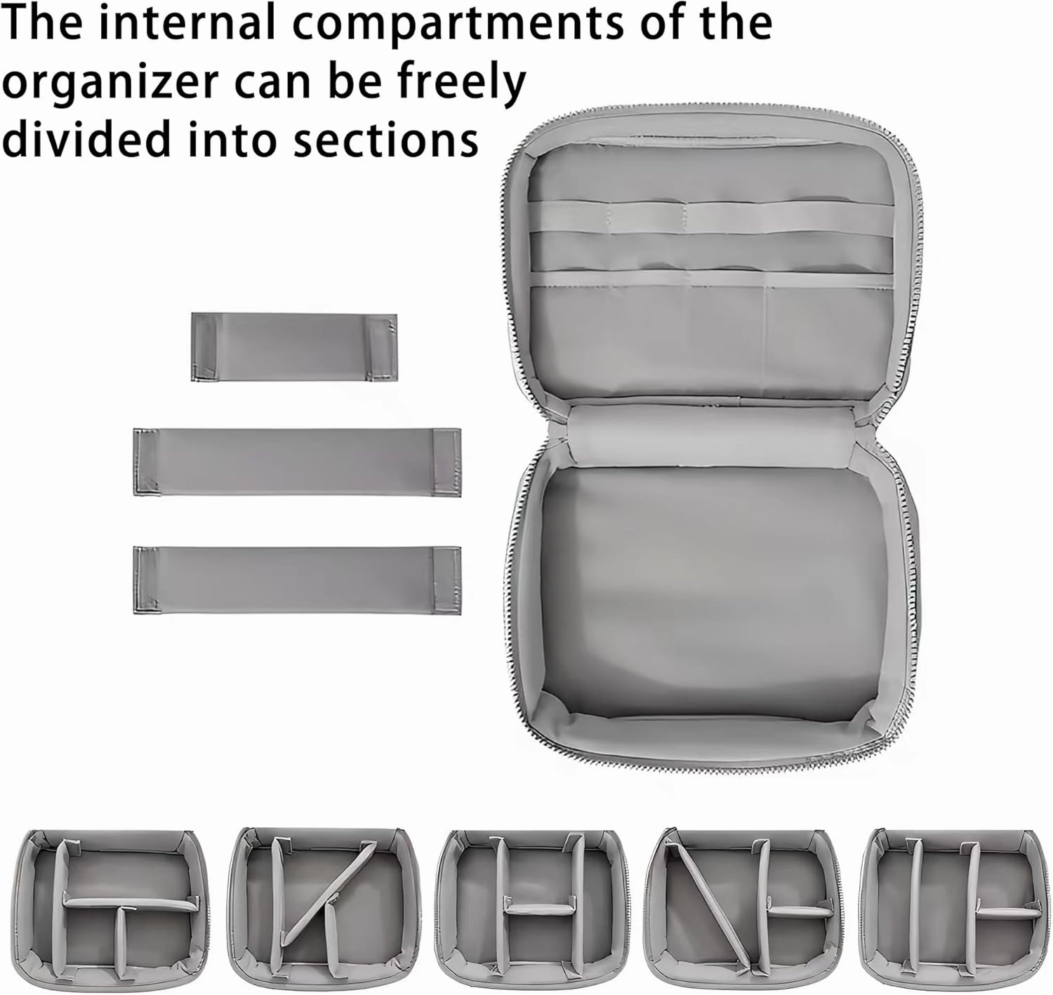 Shiny Puffy Makeup Bag Large Capacity Travel Water-proof Toiletry Bag Drop-proof Digital Product Organizer (Silver, L and M)