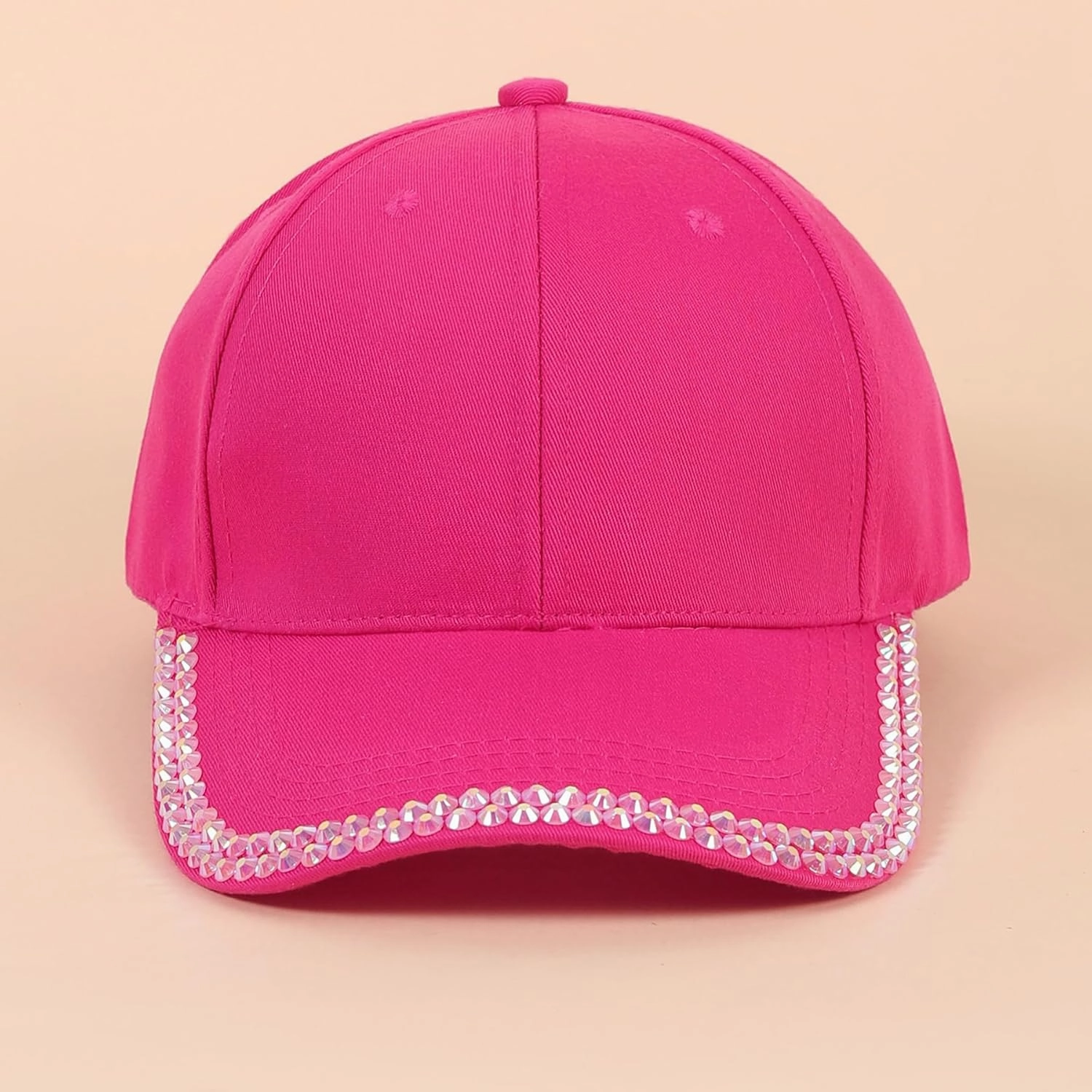 Shiny Rhinestone Brim Baseball Cap for Women Girls Bling Hats Sparkle Ponycap Trucker Hat Summer Outdoors Sun Cap