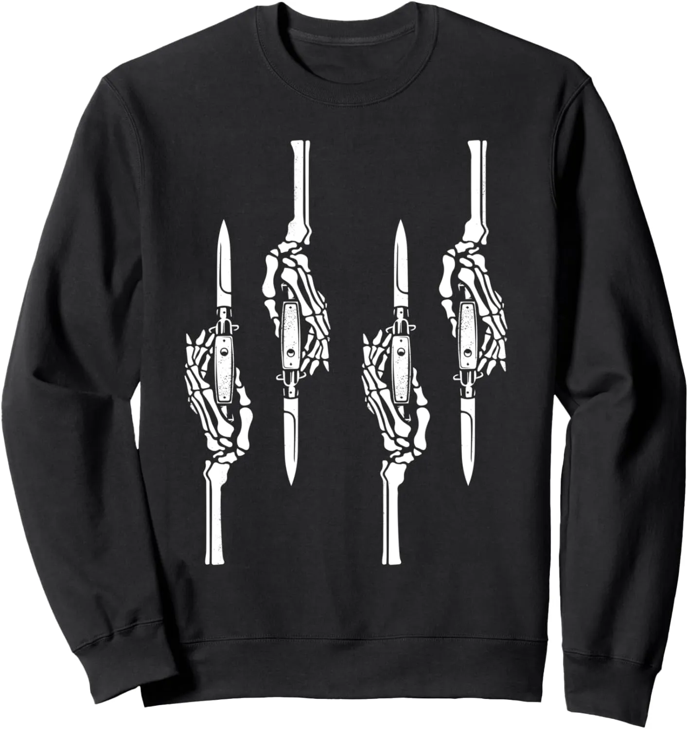 Skeleton Hands Holding Switchblades Halloween Punk Goth Sweatshirt