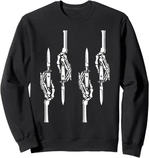 Skeleton Hands Holding Switchblades Halloween Punk Goth Sweatshirt
