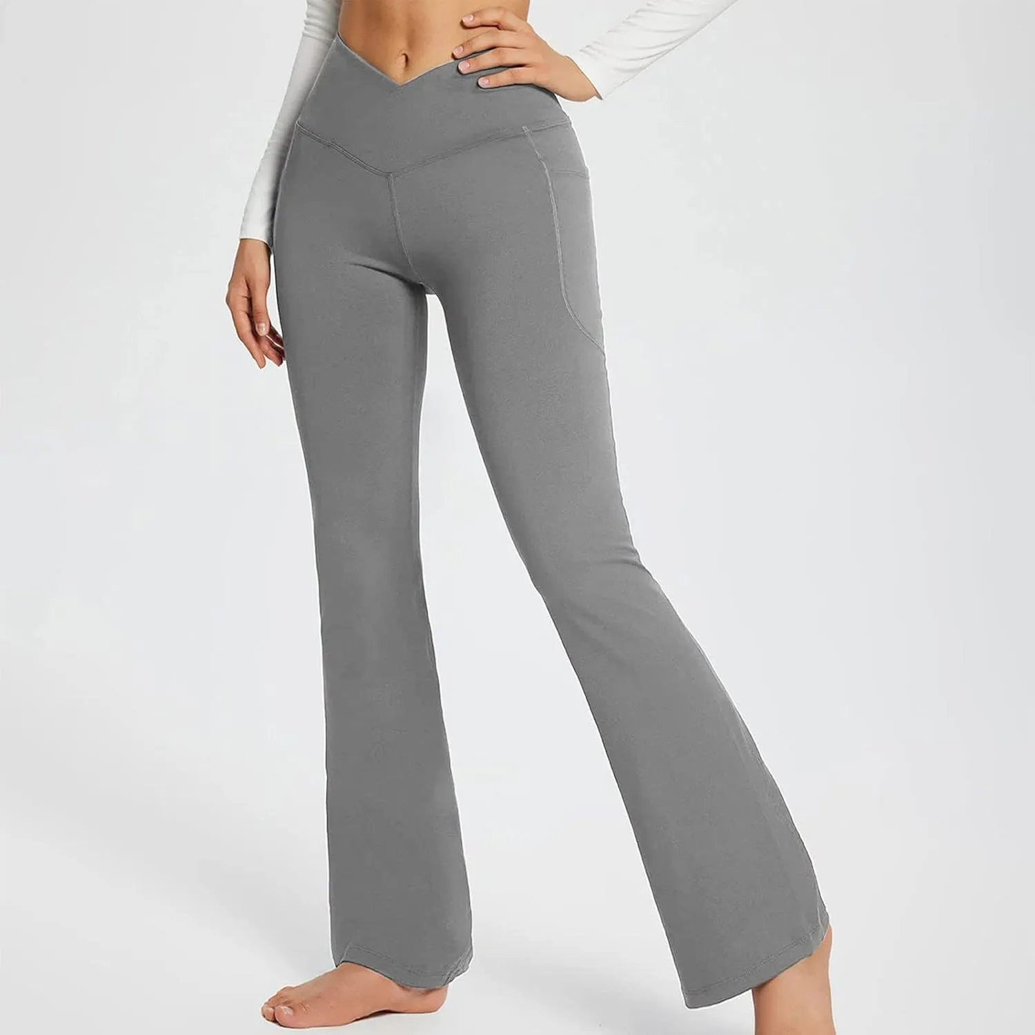 SMIDOW Womens High Waisted Bell Bottom Pants Flare Leggings Firm Compression Yoga Leggings Dance Pants Activewear
