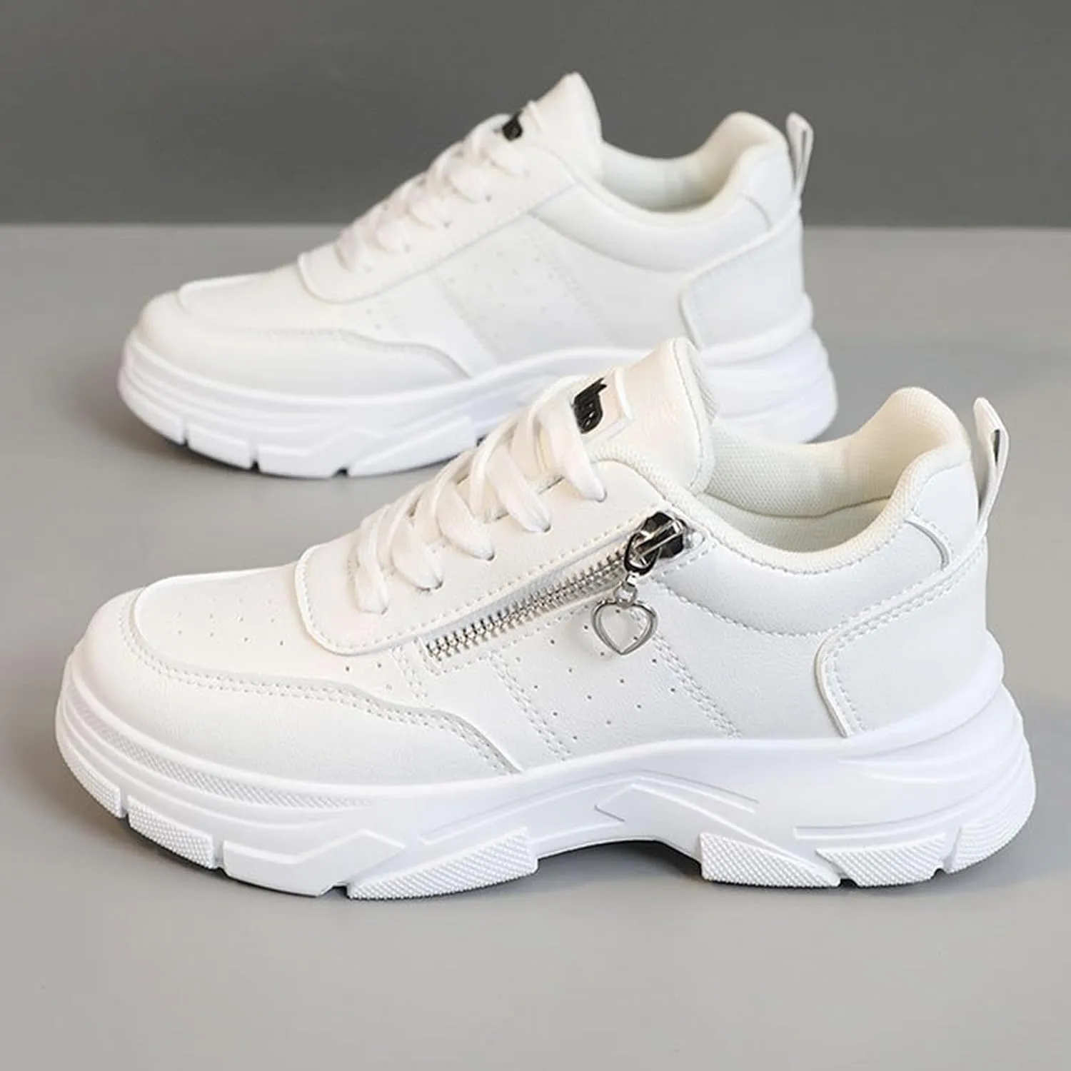 Sneakers Women New Korean Fashion Round Head Lace Up Casual Shoes Thick Bottom Running Shoes Court Shoes Women