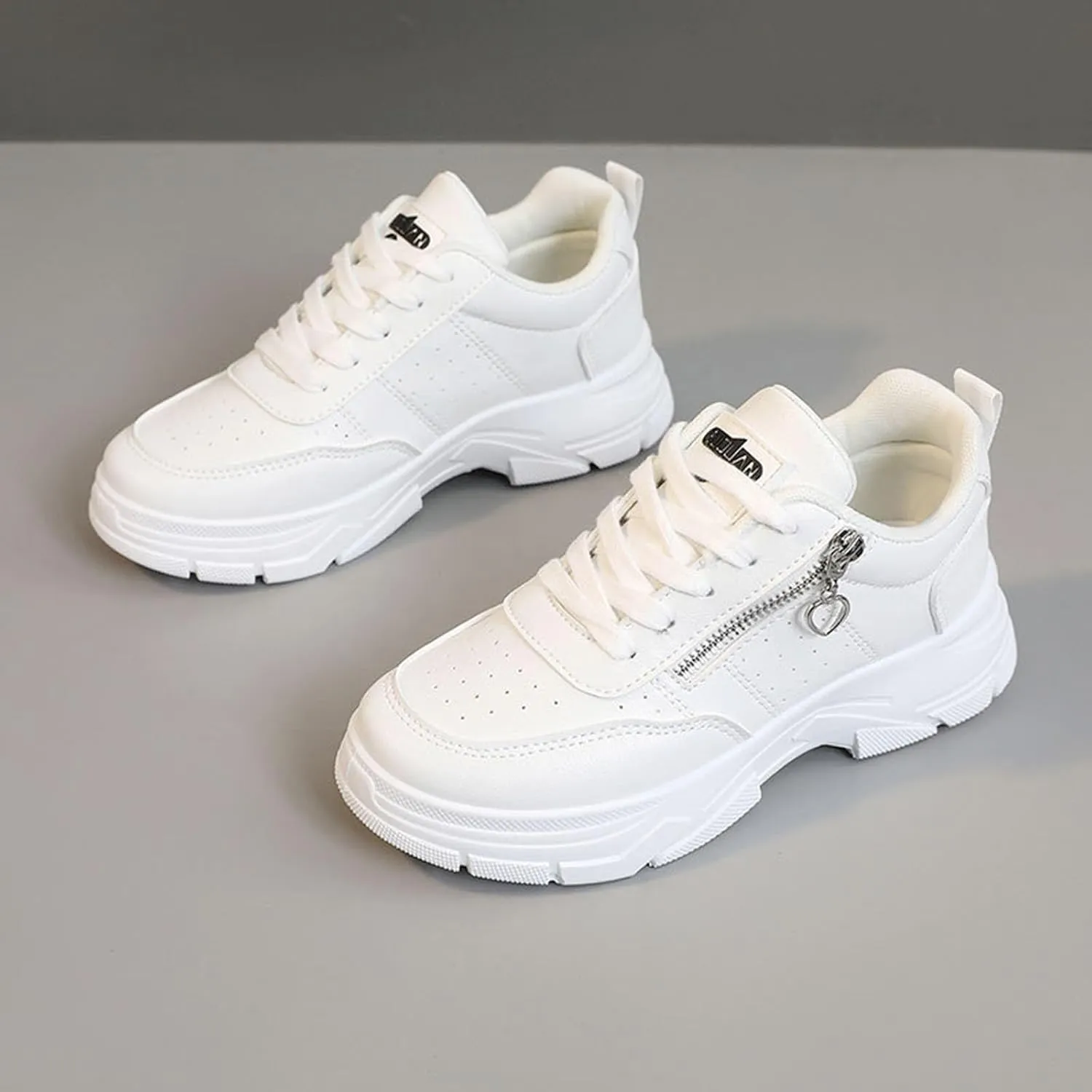 Sneakers Women New Korean Fashion Round Head Lace Up Casual Shoes Thick Bottom Running Shoes Court Shoes Women