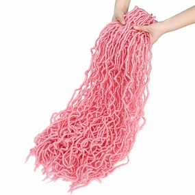 Soft Locs 18Inch Crochet Hair 6Packs Faux Locs Crochet Hair Pink Pre Looped Braids Hair Synthetic Hair Extensions for Women (18 Inch (Pack of 6), Pink) …
