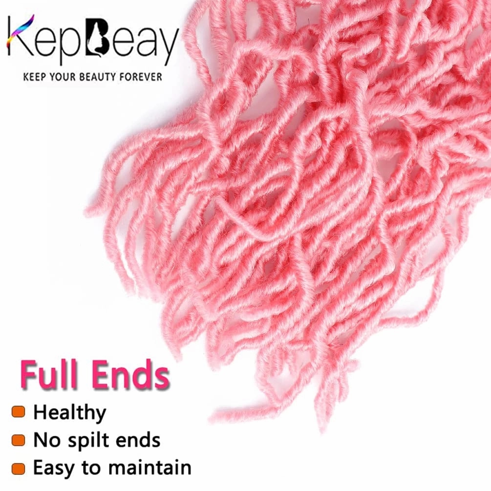 Soft Locs 18Inch Crochet Hair 6Packs Faux Locs Crochet Hair Pink Pre Looped Braids Hair Synthetic Hair Extensions for Women (18 Inch (Pack of 6), Pink) …
