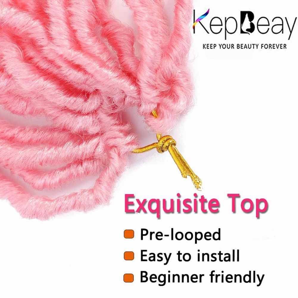 Soft Locs 18Inch Crochet Hair 6Packs Faux Locs Crochet Hair Pink Pre Looped Braids Hair Synthetic Hair Extensions for Women (18 Inch (Pack of 6), Pink) …