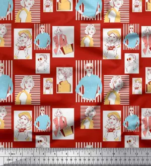 Soimoi Japan Crepe Red Fabric - by The Yard - 42 Inch Wide - Women, Camera & Handbag Fashion Textile - Chic and Trendy Patterns for Fashionable Projects Printed Fabric