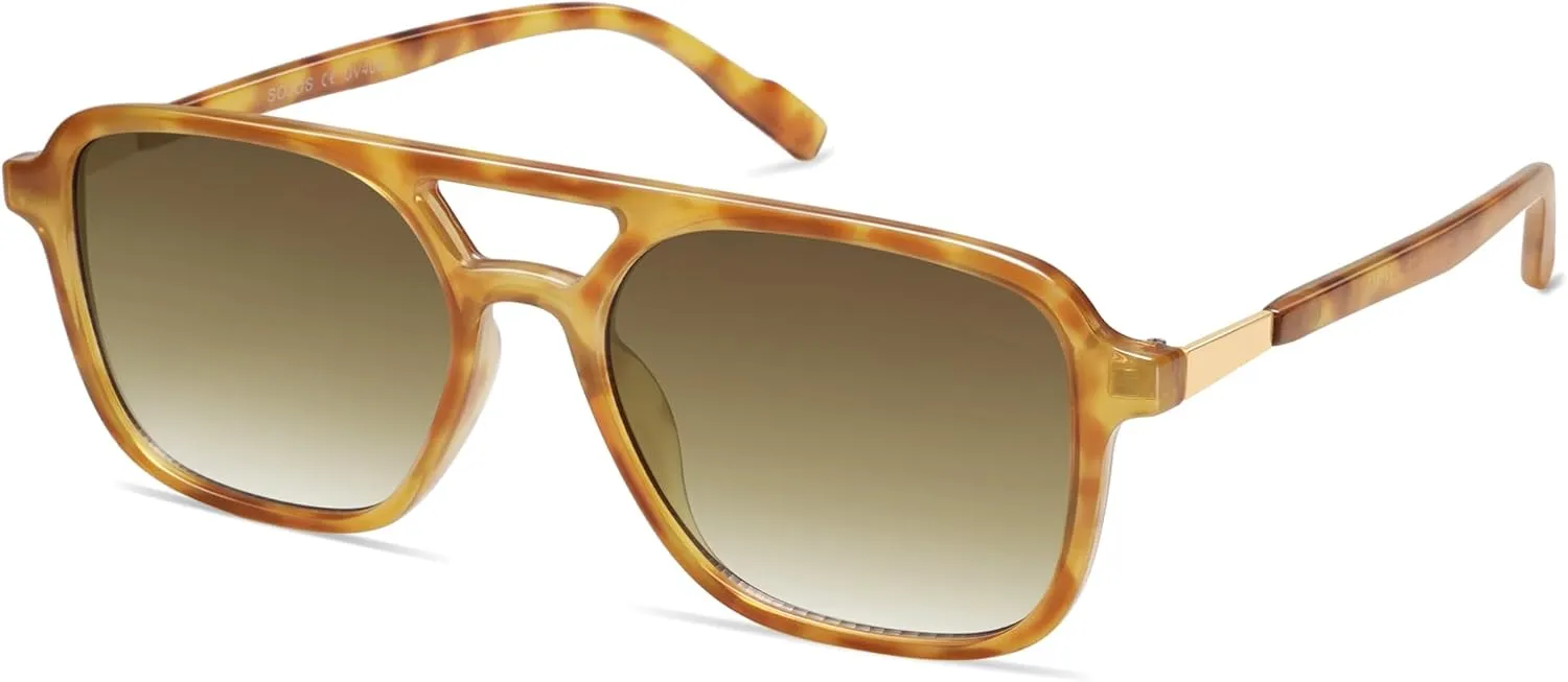 SOJOS Retro Aviator Sunglasses for Women Men,Trendy Rectangle Womens Mens Shades Sun Glasses SJ2202