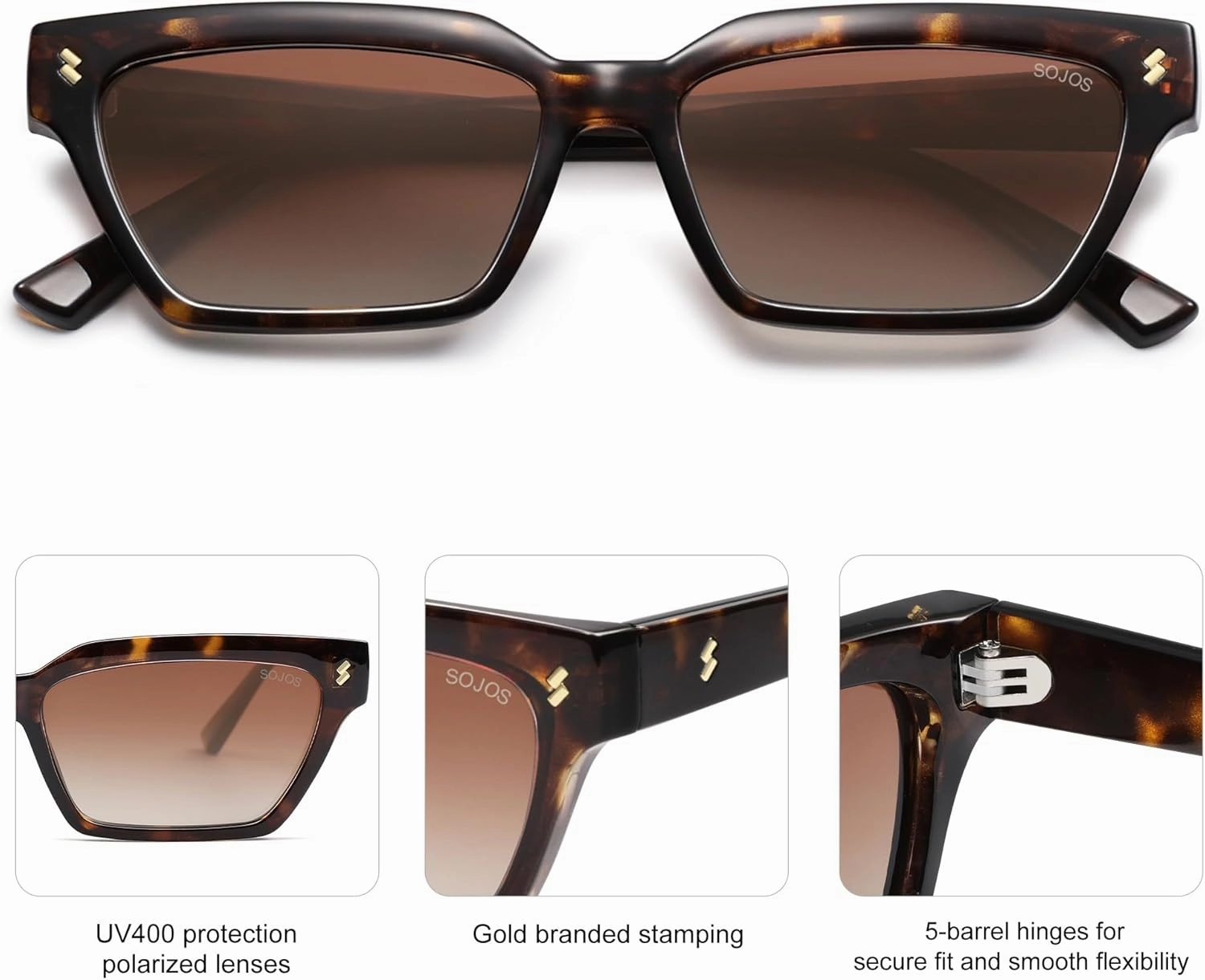 SOJOS Trendy Polarized Sunglasses Womens Men Retro Vintage 90s Cute Cat Eye Narrow Sun Glasses SJ2381