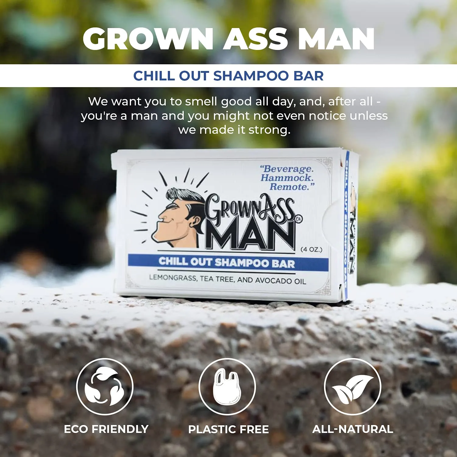 Solid Shampoo Bar Rich Lather 3 in 1: Hair, Beard & Body Wash - Plastic Free & Eco-Friendly, Natural & Organic Clean for All Hair Types, 4oz Bar (Chill Out, 3-Pack)