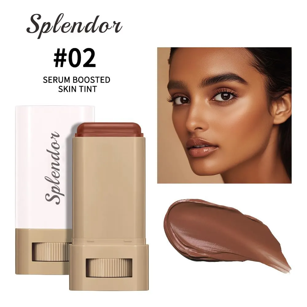 Splendor- Serum Enhanced Skin Tinted Balm, Solid Tinted Moisturizing Serum Contour Stick Foundation Face Stick, Natural Makeup for Women (2#, 1)